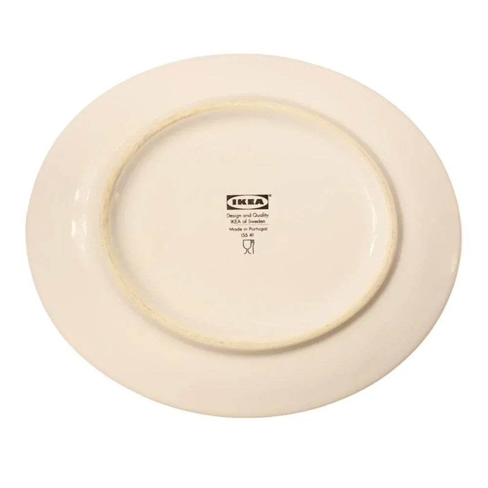Ikea oval snack plates black white mod Scandinavian botanical minimalist pattern - Picture 3 of 5